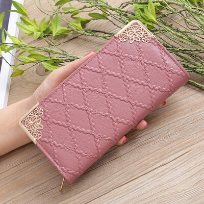 

Long Wallet Women Purses Fashion Embossed Lingge Wallet Zipper Long Lady Clutch Money Bag Multi-card Purse Portefeuille