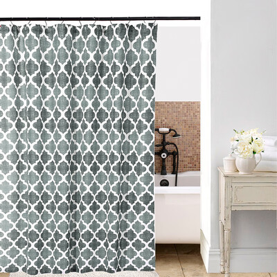 

Bladies Honeycomb pattern cross bamboo base fabric shower curtain waterproof 4685