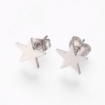 

304 Stainless Steel Stud Earrings Star Stainless Steel Color 95x95x1mm