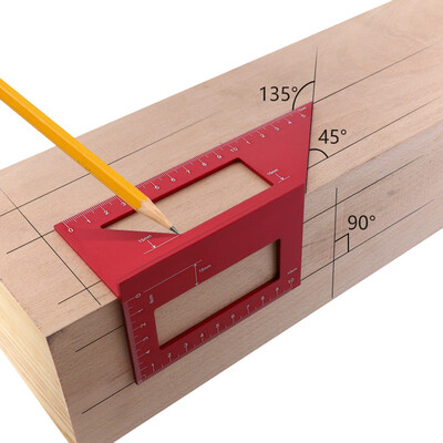 

〖Follure〗Aluminum Alloy Woodworking Scriber T Ruler Multifunctional 4590 Degree Angle Ruler