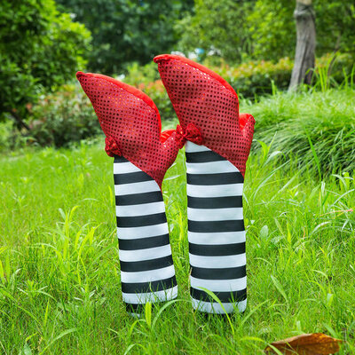 

1Pcs Halloween Witch Striped Leg Heels Lawn Party Scary Prank Decoration Props