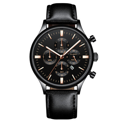

Gobestart Fashion Sport Mens Stainless Steel Case Leather Band Quartz Analog Wrist Watch