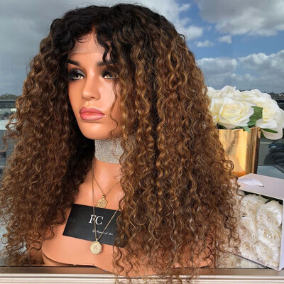 

〖Follure〗Natural Curly Lace Front Synthetic Wig Fashion Women Gradient Brown Long Wigs
