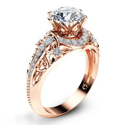 

Rose Gold Color Fashion Retro Flower Engagement Ring Jewelry For Women