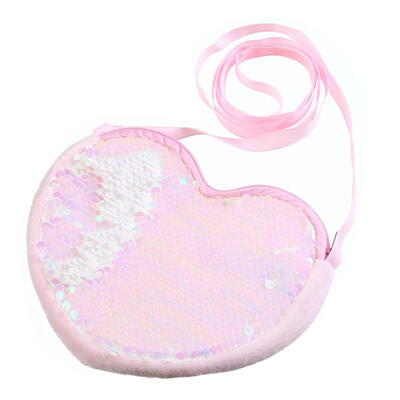 

Sequins Heart Shoulder Messenger Handbags Flannel Women Kids Crossbody Bags