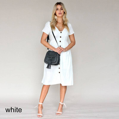 

Womens Holiday Strappy Button Pocket Ladies Summer Beach Midi Swing Sun Dress