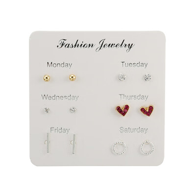 

6 Pairsset 2019 New Earrings for Women Stars Heart Cute Earring Fashion Jewelry Monday To Saturday 6 Pairs Earrings
