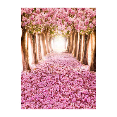 

Pink Flowers Road Photo Backdrops Prop Vinyl Photography Background Cloth