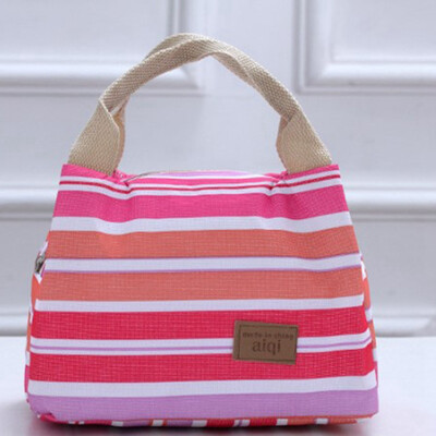 

Fashion Insulated Thermal Cooler Striped Lunch Bag Travel Bag Picnic Carry Tote Cases