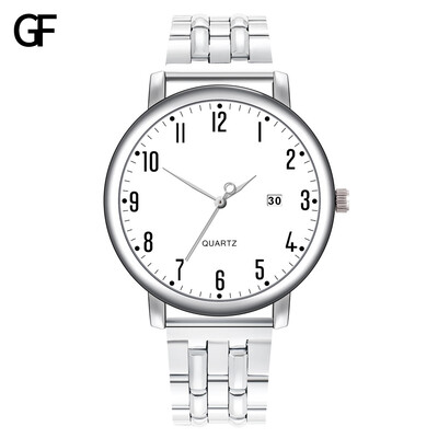 

Gobestart New Fashion High-End Mens Quartz Letter Watch Steel Strap Strap Mens Watch