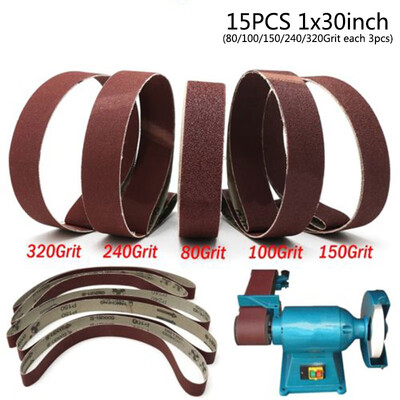 

15pcsSet 1x30Inch 80100150240320Grit Flexible Sanding Belts Abrasive Band