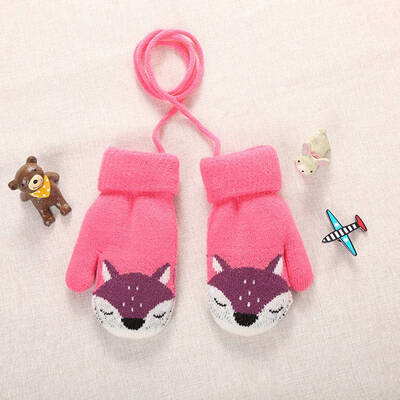 

Cute Cartoon Fox Baby Kids Gloves Winter Warm Thick Mittens Children&  Gloves