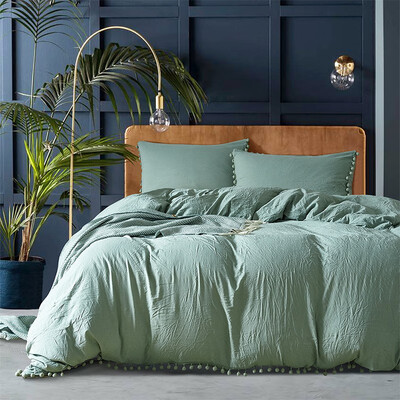 

Neillie ball side quilt cover suit bedding three piece set American size pure color bed goods