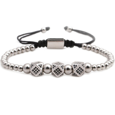 

Charm Bracelets - Luxury CZ Polygon Ball Gold Crown King Bead Bangle Bracelets for Men Women Jewelry