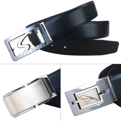 

Belt mens leather cowhide belt mens smooth buckle business youth Korean version of the tide student casual board buckle pants belt