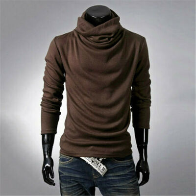 

Mens Casual Turtle Neck Pullover Knit Jumper Tops Warmer Sweater Shirt Blouse