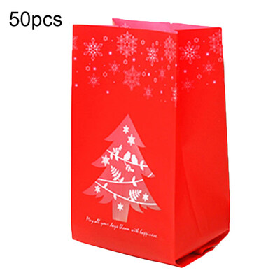 

50Pcs Christmas Tree Print Candy Gift Bag Storage Pouch Home Party Decoration