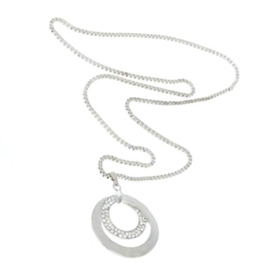 

Women Fashion Double Circles Rhinestone Inlaid Long Chain Necklace Jewelry Gift
