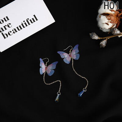 

1 Pair Popular Butterfly Wing Dangle Chandelier Pearl Drop Long Girls Earrings