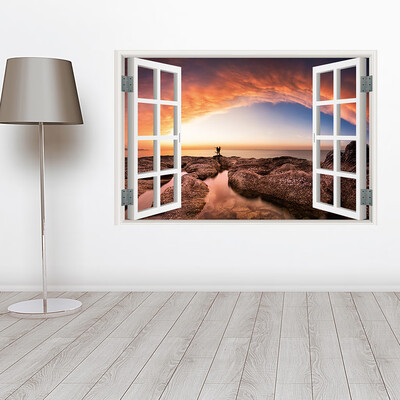 

Toponeto 3D Full Colour High Definition Nature Scenery False Faux Window Frame Wall Decals