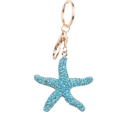 

Wish creative starfish new fashion diamond keychain mobile phone bag car pendant exhibition small gifts