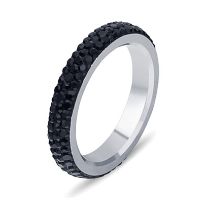 

1Pc New Fashion Simple Jewelry Three Rows Diamond Eternal Stainless Steel Ring Engagement Valentine Day Gift Jewelry
