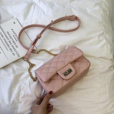

Small fragrance rhombic embroidered line bag female 2019 new wave Korean version of the wild single shoulder slung fashion chain small square bag