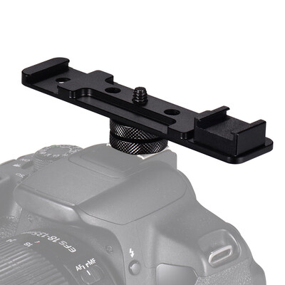 

Aluminium Alloy Camera Dual Hot Shoe Extension Bar Mount Bracket Flash Bracket Adapter Holder 14 Inch Screw Mounts for Flash Spee