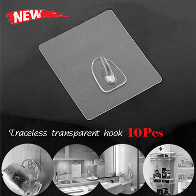

Siaonvr Anti-skid Hooks Reusable Transparent Traceless Wall Hanging Hooks 10pcs