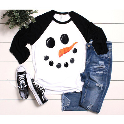 

Tailored Christmas Women O-Neck Long Sleeve Printing Winter T-shirt Casual Blouse Tops