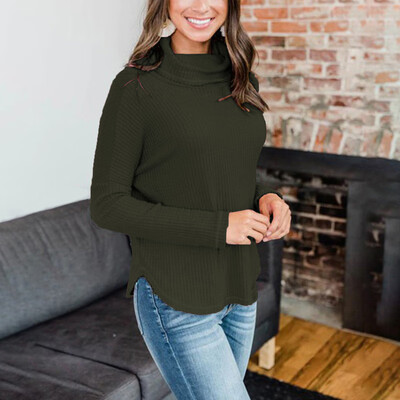 

2019 Plus Size Womens Long Sleeve Solid Fit Blouse Fashion Blouse Top T-shirt