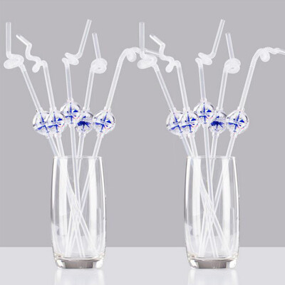 

Toponeto 10PC Art Straw Creative Windmill Retractable Curved Long