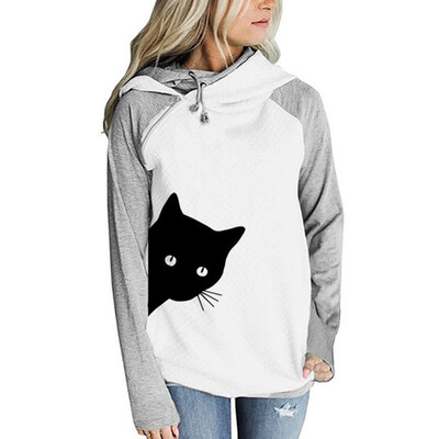 

Tailored Women Printing Hooded Collar Long Sleeve Casual Cotton Blouse Sweatshirt