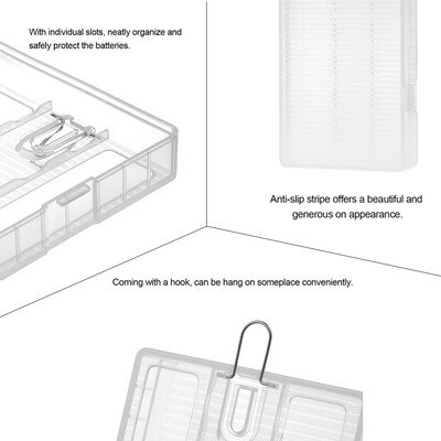 

Battery Storage Box Battery Holder Protective Case 8 Slot 18650 Battery with Hook Holder Transparent Strong Hard Case