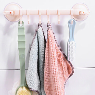 

Locking type suction cup Bathroom Kitchen Wall Mounted Towel Rack 6 hook