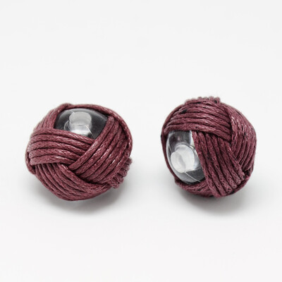 

Handmade Beads Acrylic covered with Waxed Cord Flat Round FireBrick 1820x1416mm Hole 3mm