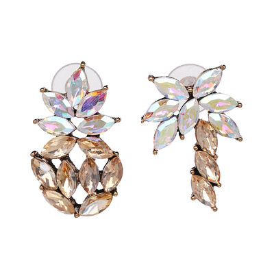 

AOTEMAN 2019 Cute ethnic earrings Coconut tree pineapple Asymmetrical earrings crystal statemten stud earrings for women
