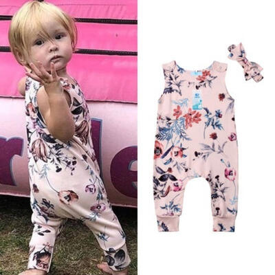 

Newborn Baby Girls Clothes Romper Bodysuit Jumpsuit Headband Sunsuit Outfits Set