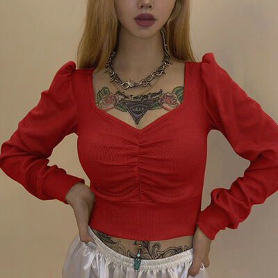 

Womens Slim Knitted Pullover Jumper Sweater V Neck Long Sleeve Knitwear Tops
