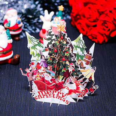

〖Follure〗3D Pop Up Card Christmas Party Holiday Merry Christmas Greeting Cards