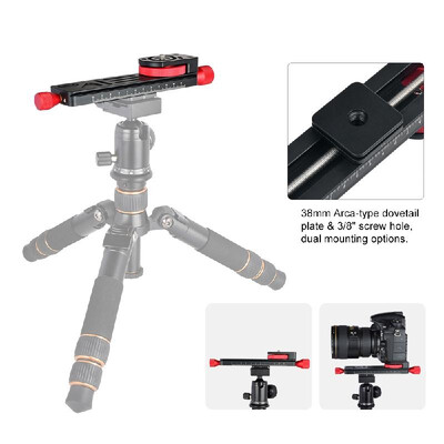 

Andoer W-160 Aluminum Alloy 2-Way Macro Focusing Rail Slider Plate Close-up Photography Tripod Head with 14" Screw for Canon Niko