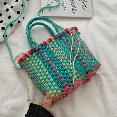 

Summer bag handbags new 2019 small fresh Korean version of the wild single shoulder slung fashion portable woven bucket bag