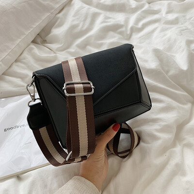 

Summer ins leisure small bag foreign style wide shoulder strap stitching small square bag 2019 new womens bag shoulder Messenger