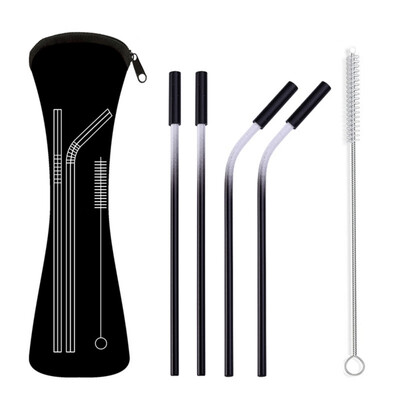 

New Hot 4Pcs Reusable Drinking Straw With Bag Travel Outdoor Household Home Kitchen Bar Accessories