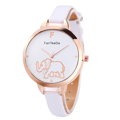 

Featured Womens Watches Elephant Pattern Dial Ladies Fashion Quartz Wristwatch Leather Strap Clock Simple Relogio Feminino
