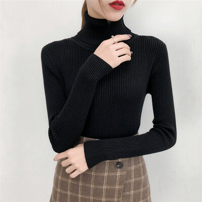 

Tailored Autumn Winter Sweater Women Long Sleeve Pullover Turtleneck knitting Basic Tops