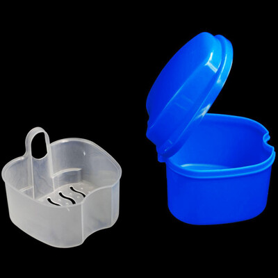 

JPGIF Denture Bath Box Case Dental False Teeth Storage Box with Hanging Net Container