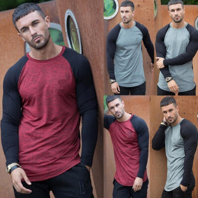 

Mens Fashion Casual Shirts Long Sleeved Crew Neck Crop Top Regular Fit Shirts