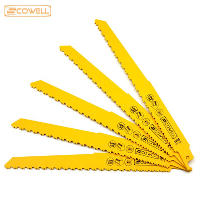 

SCOWEL 8 inch 6-12 TPI HSS Bi-metal Reciprocating Saw Blades Progressor Teeth Blade Jigsaw Blades 5pcs Sabre Saw Blades