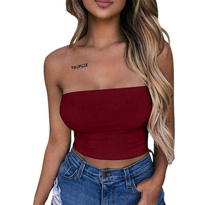 

Women Strapless Crop Top Padded Tube Top Seamless Solid Wrapped Underwear